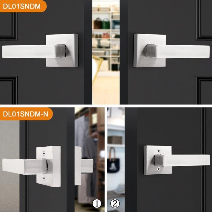 Probrico Dummy Door Handles in Satin Nickel, Half Dummy Levers Non-Turning Function Door Levers Set, Square Bar Modern Style, Universal Handing,Heavy Duty, 10 Pack (Single Side) - Image 4